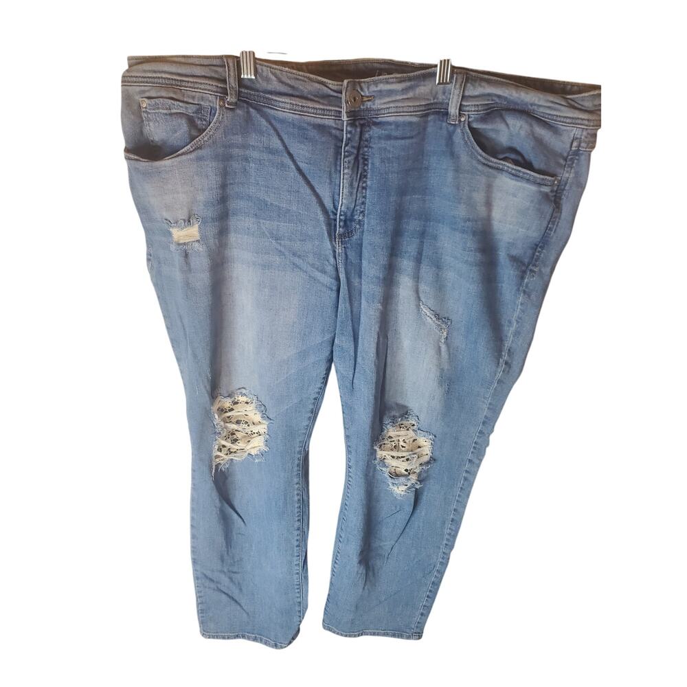 INC Boyfriend Tummy Control Distressed Jeans, 24W
